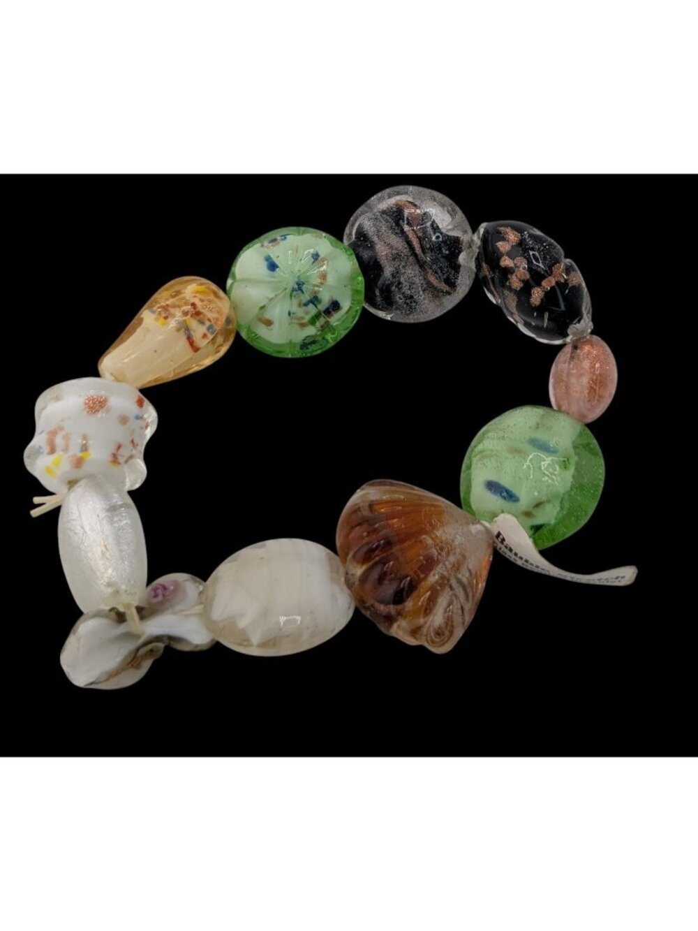 Boho Bauble Stretch Glass Bracelet Multicolor Artisan Lampwork Beaded Statement